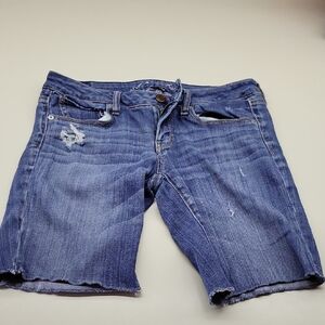 American Eagle Outfitters Blue Jean Shorts Distressed Cut-Offs